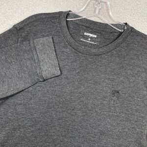 Express Thermal Shirt Men Large Gray‎ Waffle Knit Long Sleeve Lion Logo Gorpcore